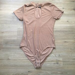 Forever 21 Tan Ribbed Bodysuit